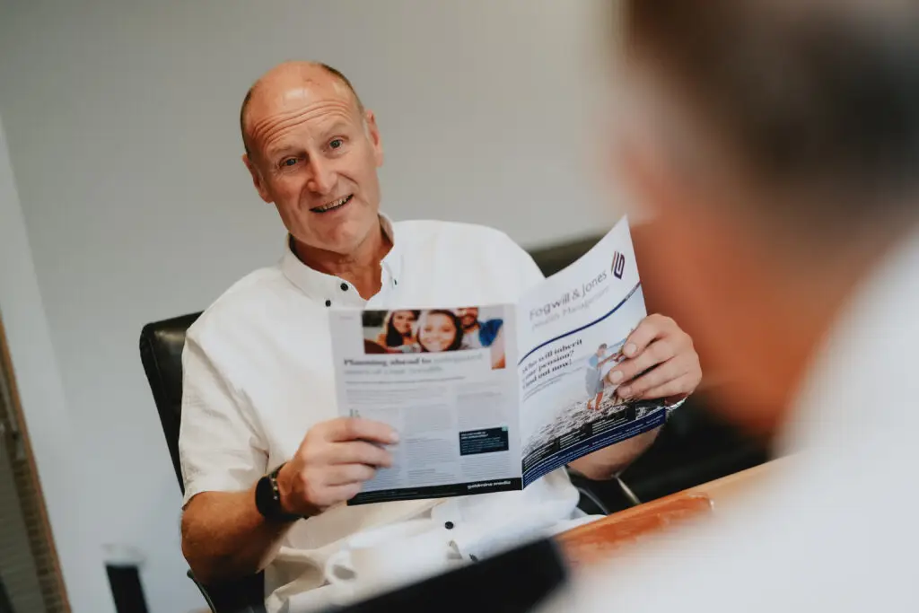 Fogwill & Jones client during meeting with adviser